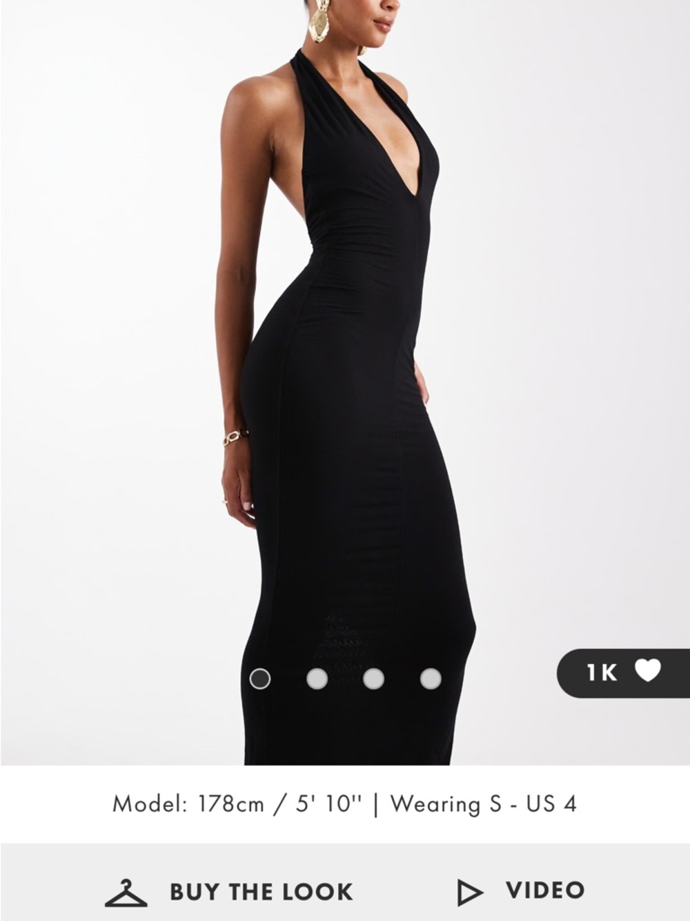 Classic Black Plunge Halter Maxi Dress